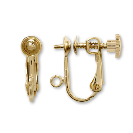 Earrings with screw spring screw cutting ring gold