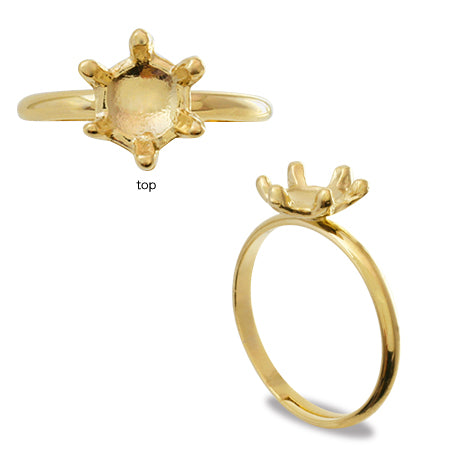 Ring base six claws gold