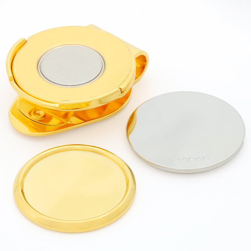 Golf marker with clip round plate rhodium color