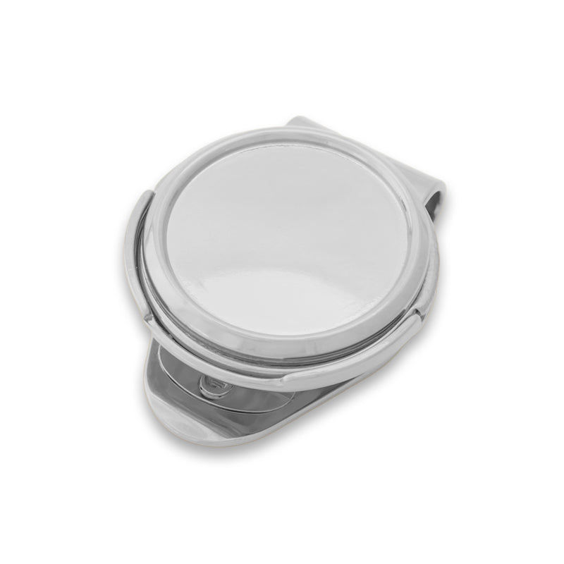 Golf marker with clip round plate rhodium color