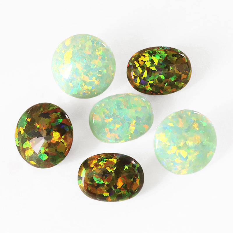 人工オパール(KYOTO OPAL) ラウンド オリーブ