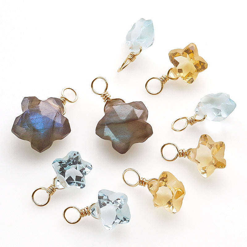 天然石 めがね留めチャーム スターカット ラブラドライト