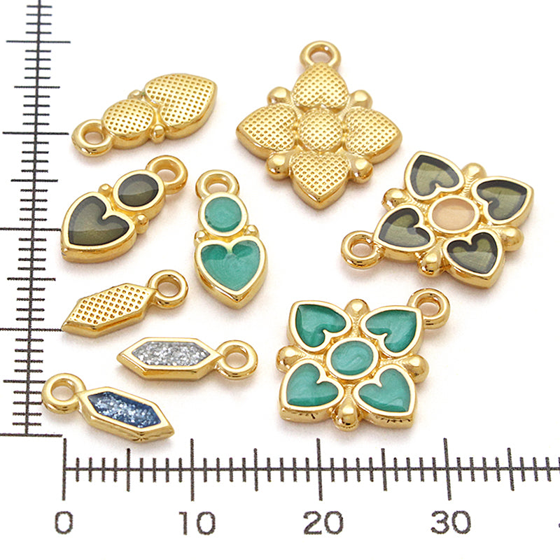 Greek Charm Heart No. 2 Green Marble/G