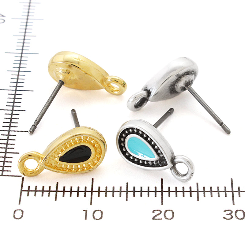 ギリシャピアス デザインドロップ 1カン ターコイズ/銀古美