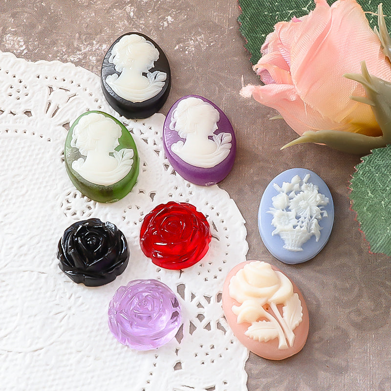 Acrylic Made in Germany Cabochon Rose Black