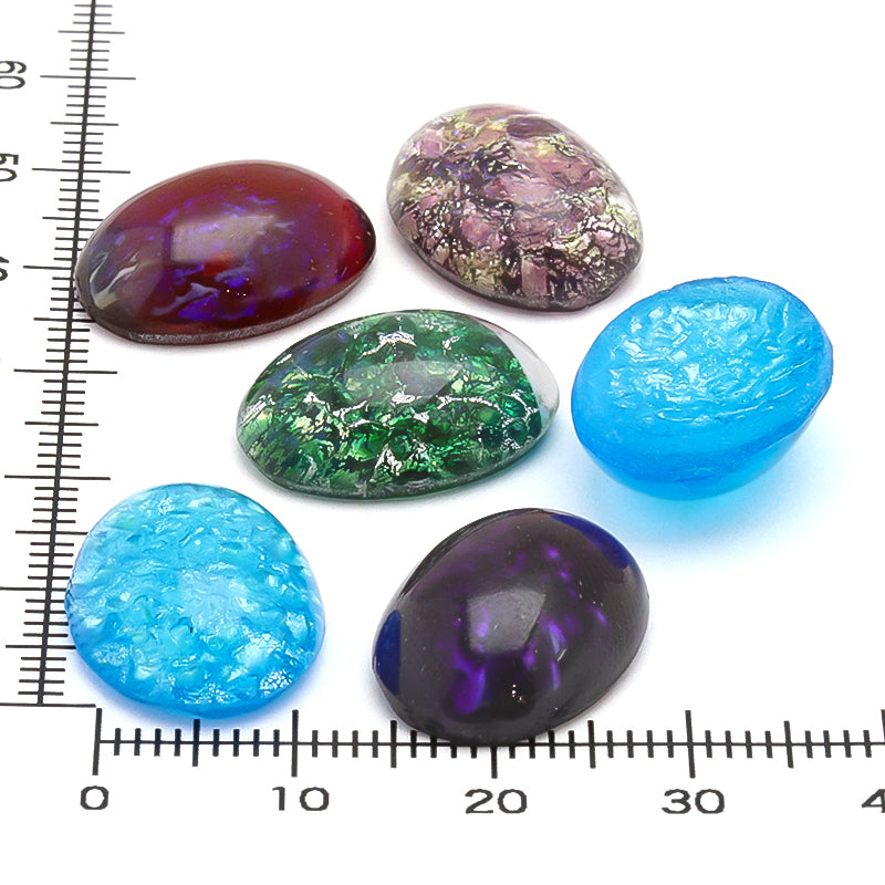 Czech Glass Stone Oval Cabochon Light Blue SV Shard