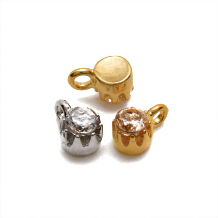 国産キャストチャーム ジルコニア ラウンド ロジウムカラー