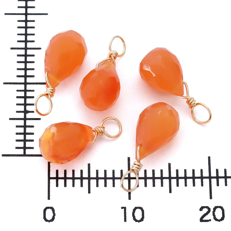 天然石 めがね留めチャーム ドロップカット カーネリアン