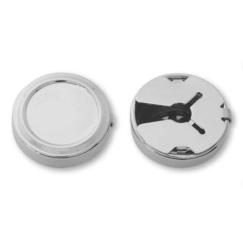 Rhodium color with button cover.