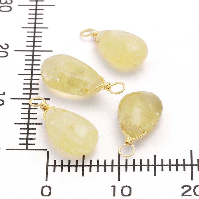Natural Stone Glasses Charm Plain Flat Shizuku Yellow Beryl