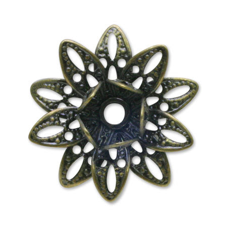 スカシパーツ 花十弁立体 金古美