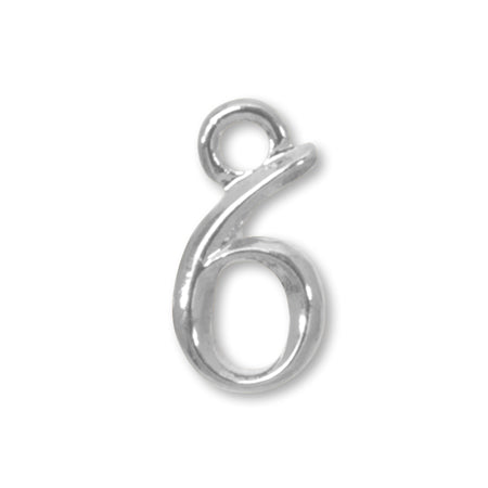 Charm Number Small 6 Rodium-Color