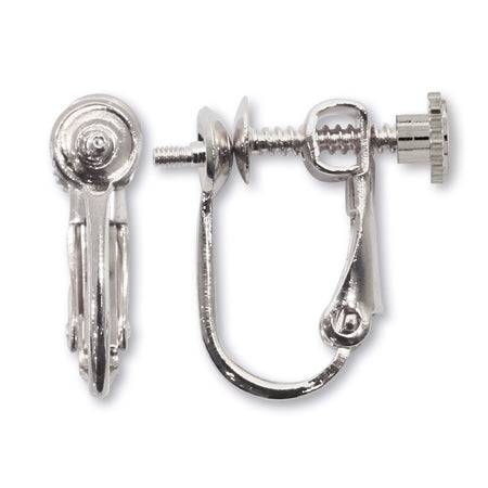 Earrings screw spring screw cutting rhodium color