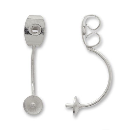 Earring catch with studs rhodium color