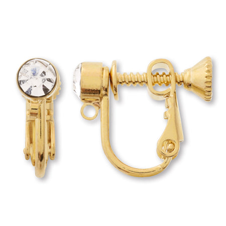 Earrings with screw spring stones crystal/G