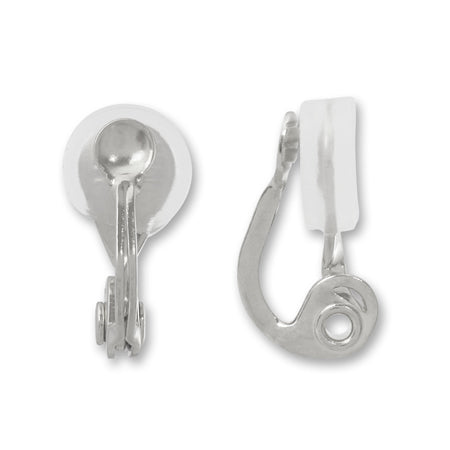 Earrings clip type bowl with rubber rhodium color