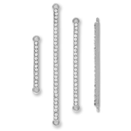 Metal stick with stone 2 rings Crystal/RC