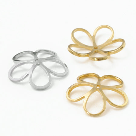 Metal flower five petals 2 rhodium color