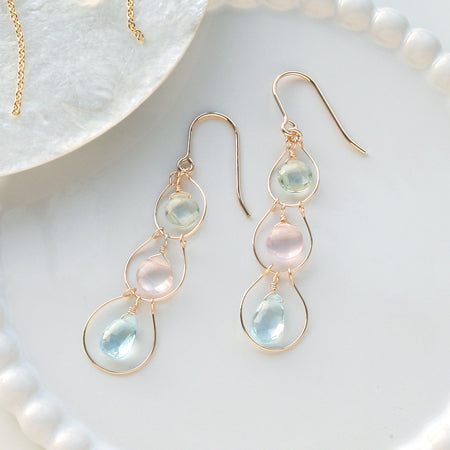 Natural stone glasses clasp charm flat shizuku cut sky blue topaz