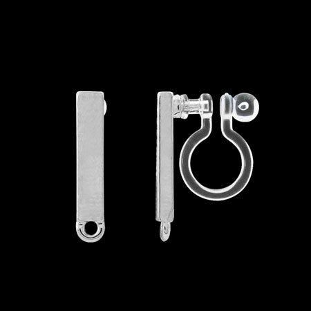 Non-piercing earrings 1 stick rhodium color
