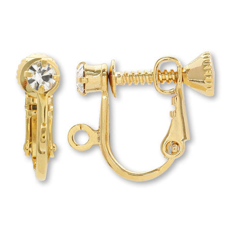 Earrings with screw spring stones crystal/G