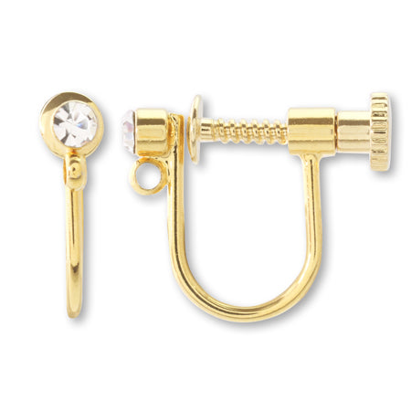 Earrings screw type with stones gold