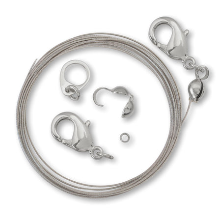 Metal fittings set for mask strap & neck rhodium color