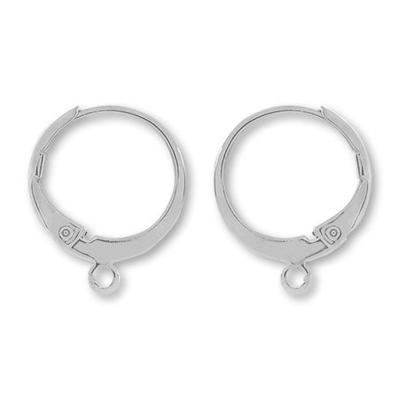 Earrings French hook round rhodium color