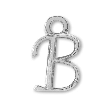 Charm Initial Basic B Rhodium Color