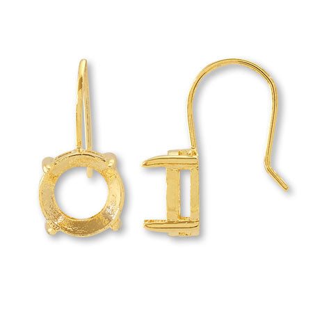 Hook earrings round with stone seat
