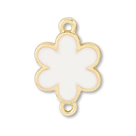 Charm 6-petal flat 2 rings White/G