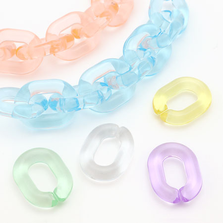 アクリルチェーンパーツ 小判 パープル
