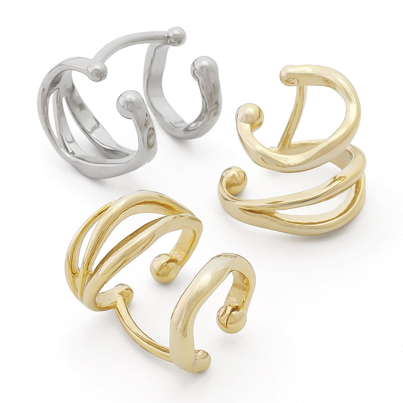 Ear cuff double deformation gold