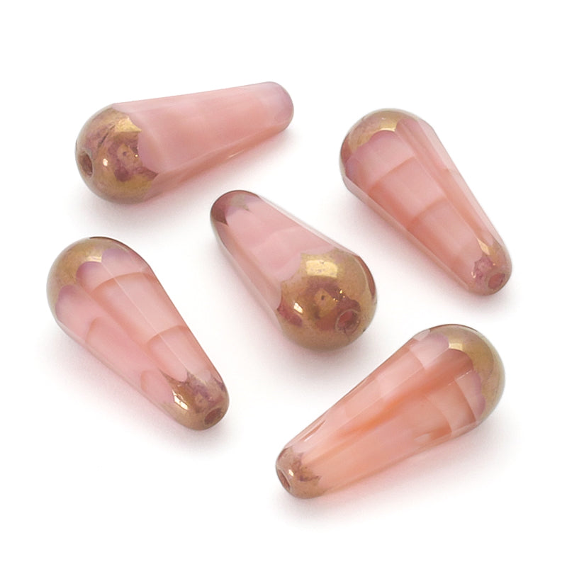 Czech fire polish drop silk rose/B