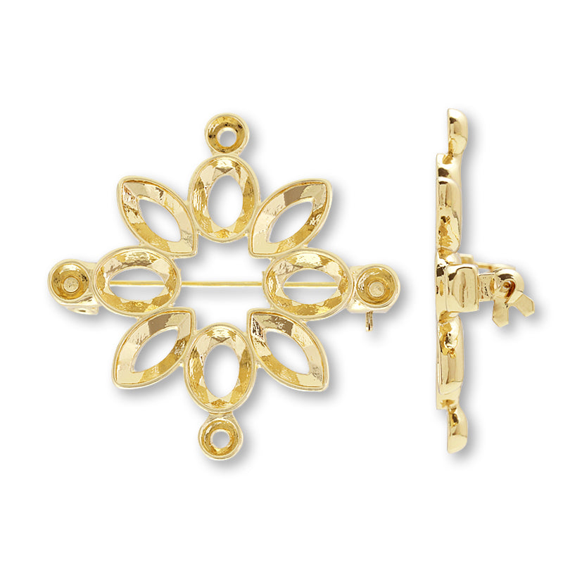 Broach empty frame flower gold