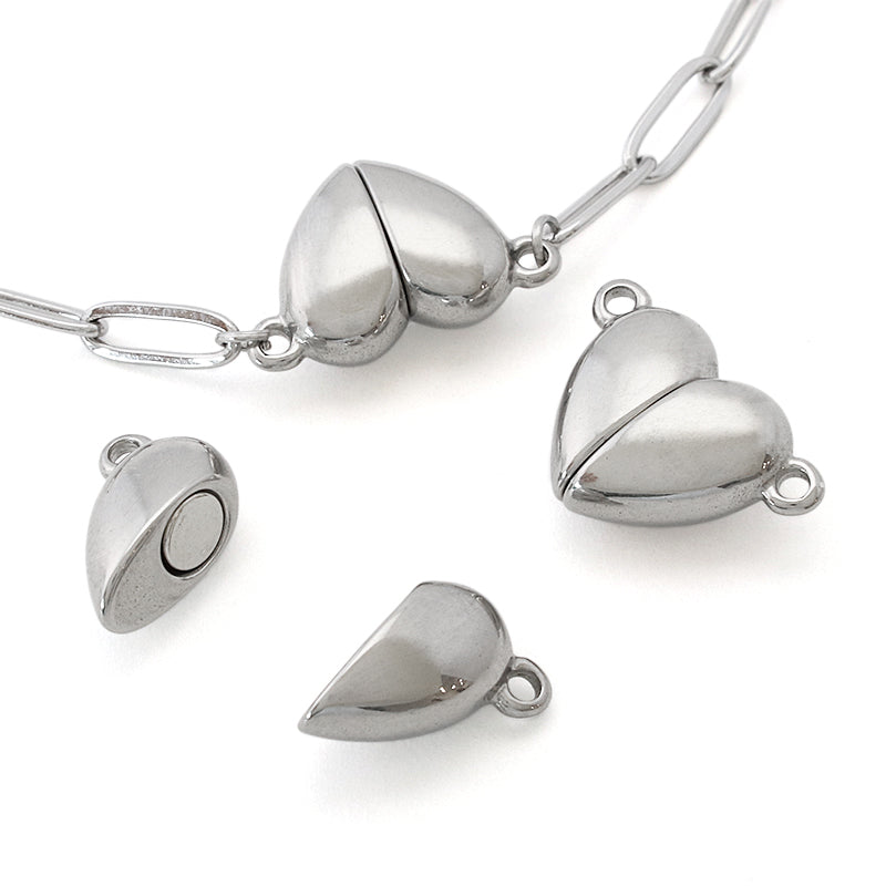 Stainless steel magnetic clasp heart gold (SUS304)