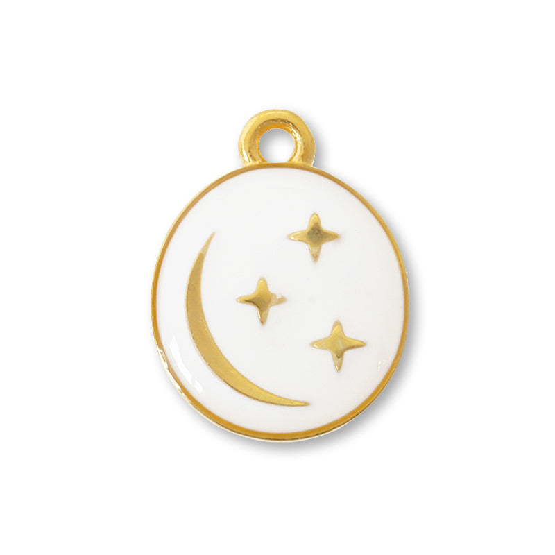 Greek Charm Moon Round White/G