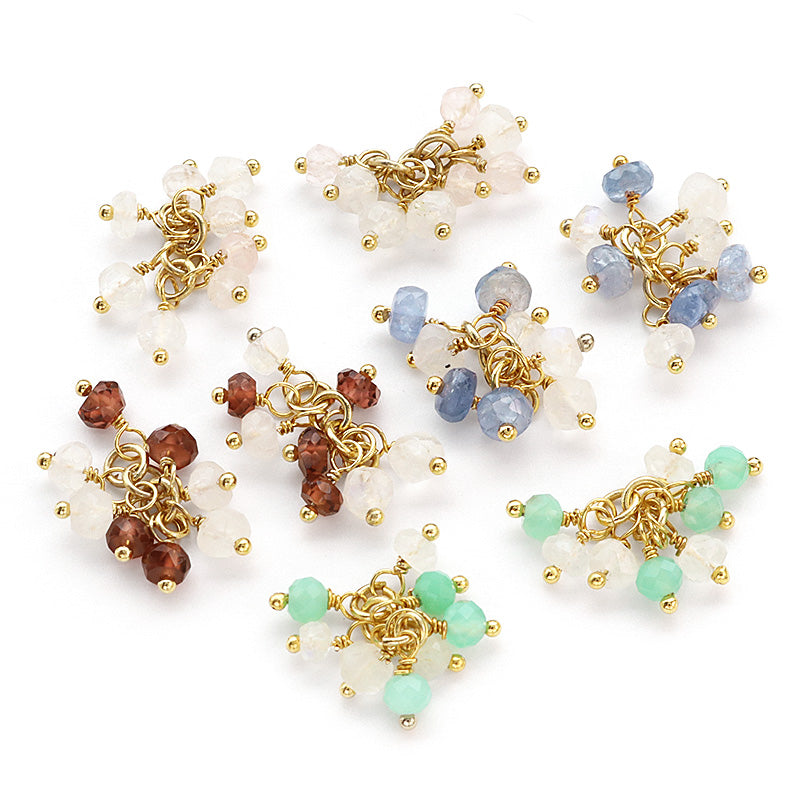 Natural stone Glasses fastening Fringe mix Garnet/Rainbow Moonstone