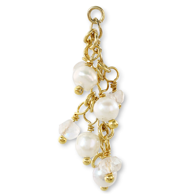 Natural stone, glasses fastening, fringe mix long, rainbow moonstone/freshwater pearl