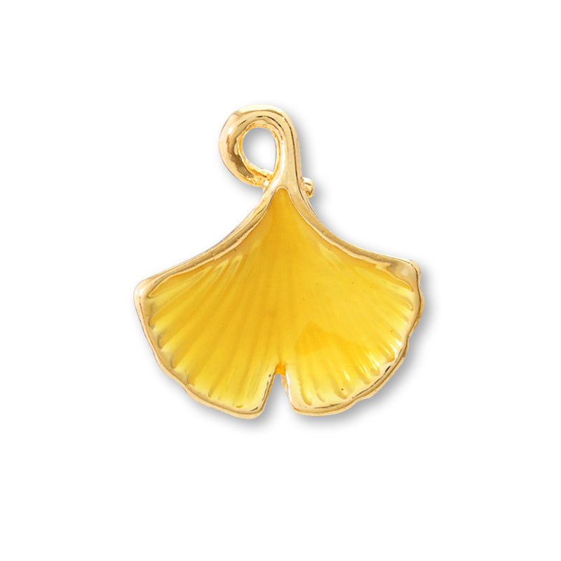 Charm Ginkgo with back ring Yellow/G