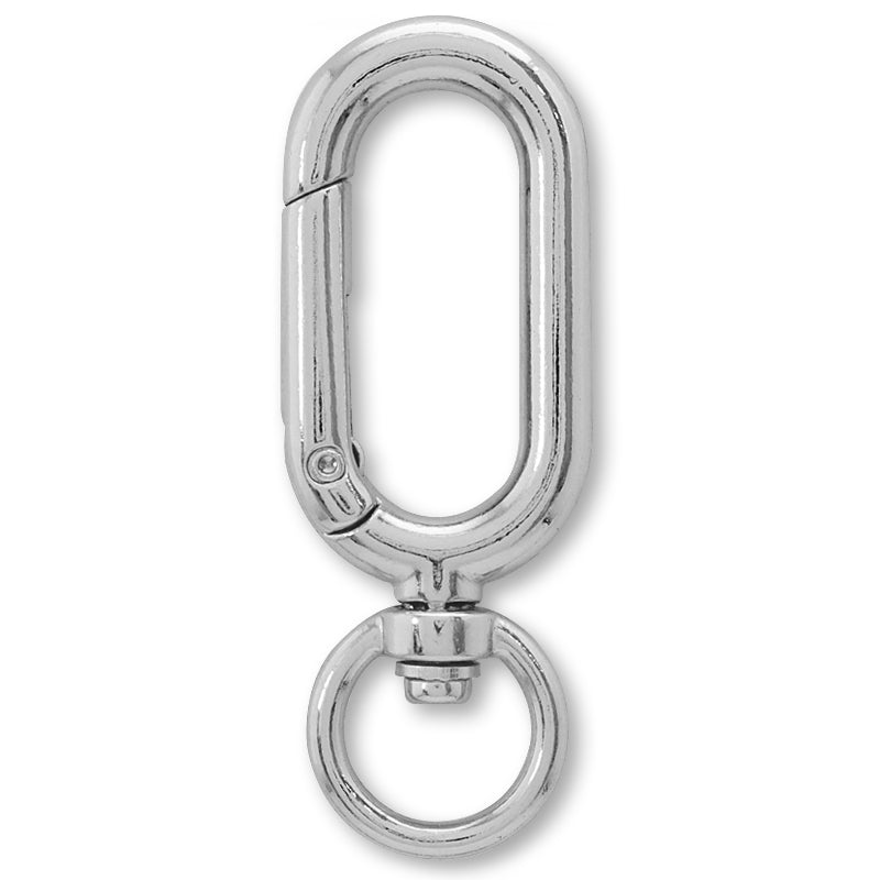 Carabiner, Oval, with Rotating Ring, Nickel