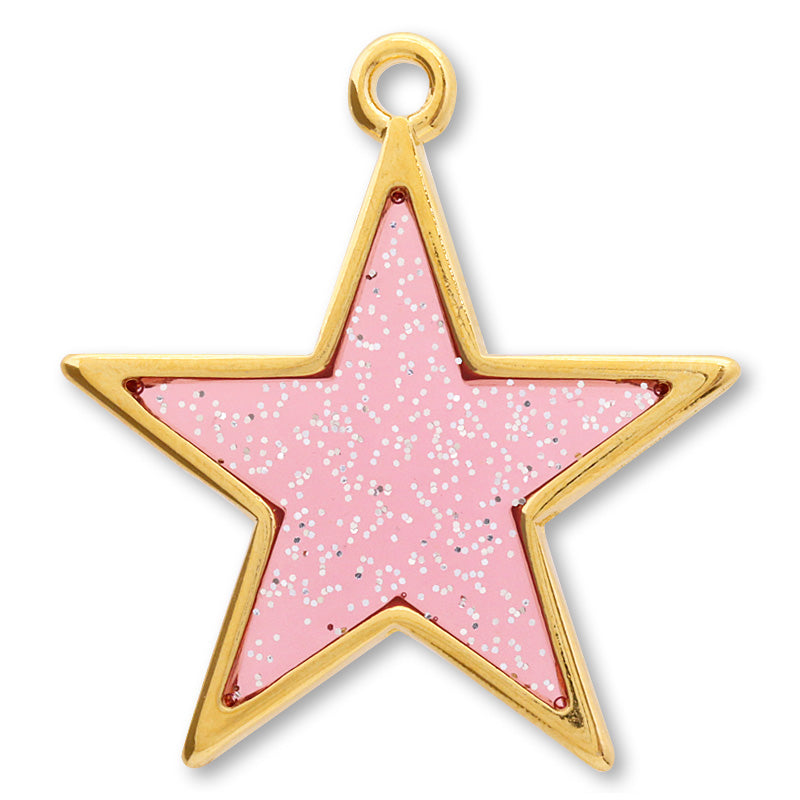 Greek Charm Glitter Star Glitter Pink/G