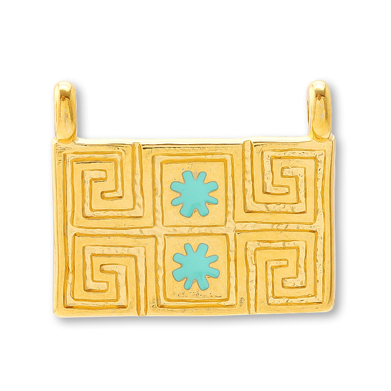 Greek parts Meander Rectangle Top 2 cans Turquoise/G