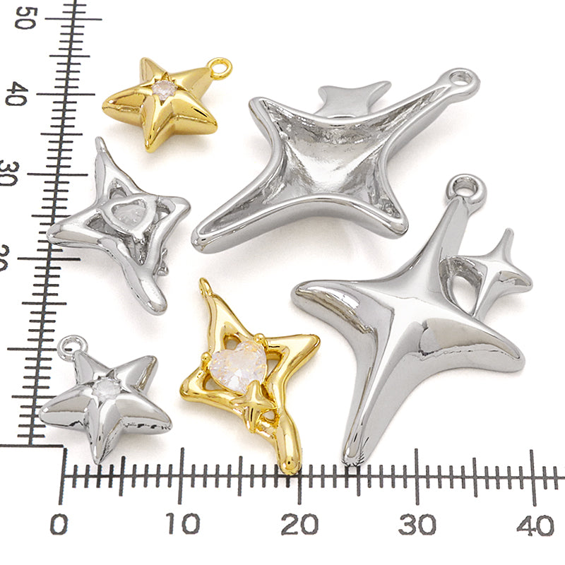 Charm cubic zirconia sparkle heart rhodium color