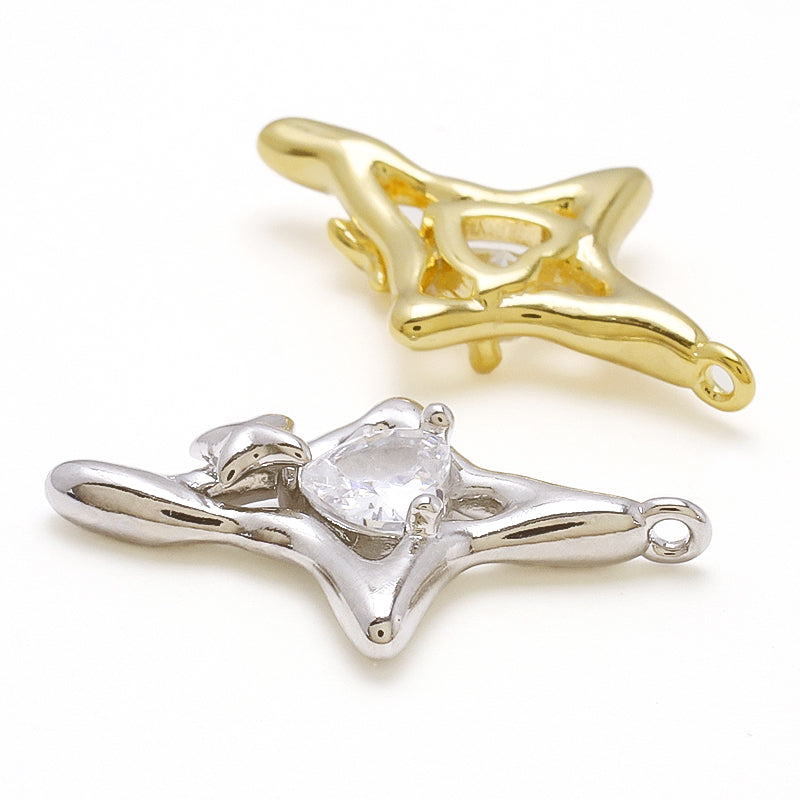 Charm cubic zirconia sparkle heart rhodium color