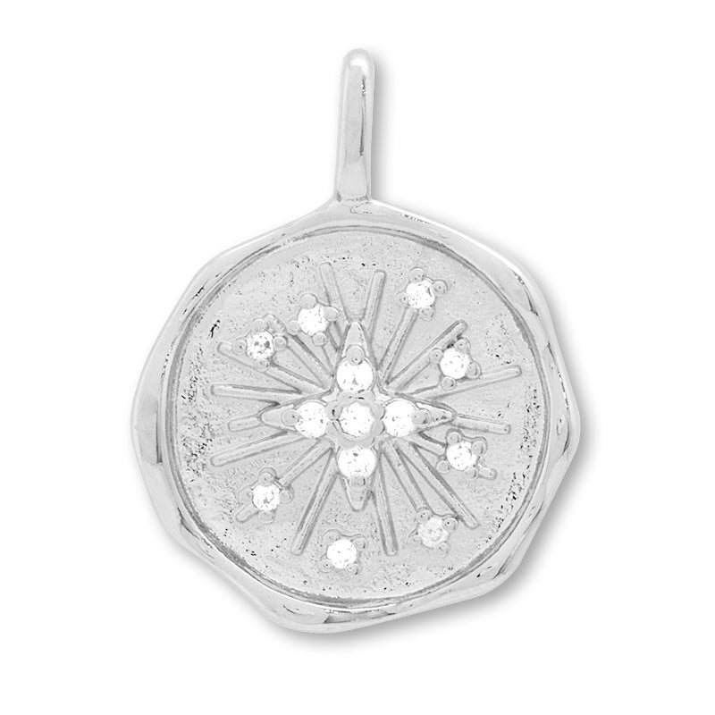 Charm cubic zirconia round flash rhodium color