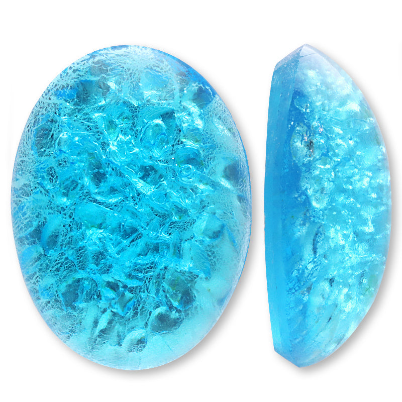 Czech Glass Stone Oval Cabochon Light Blue SV Shard