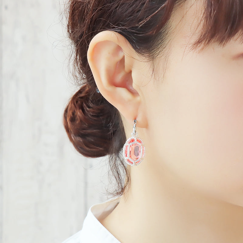 キット 貴和クリスタル宝石編みプリンセスのオーバルピアス ピーチ(KR1345)