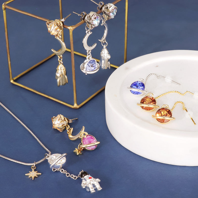 レシピNo.KR1118 石座チャーム土星のアクセサリー3種