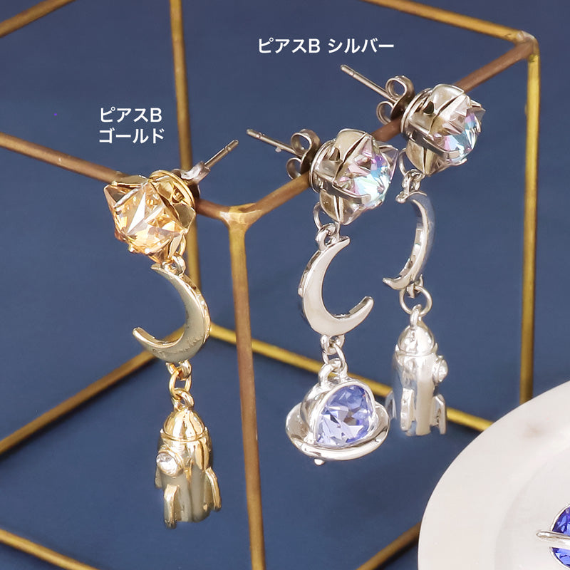 レシピNo.KR1118 石座チャーム土星のアクセサリー3種